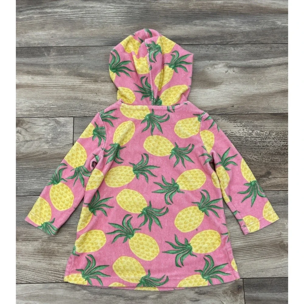 Tommy Bahama Kids Hooded Terry Cloth Cover Up Pink Pineapple 18M